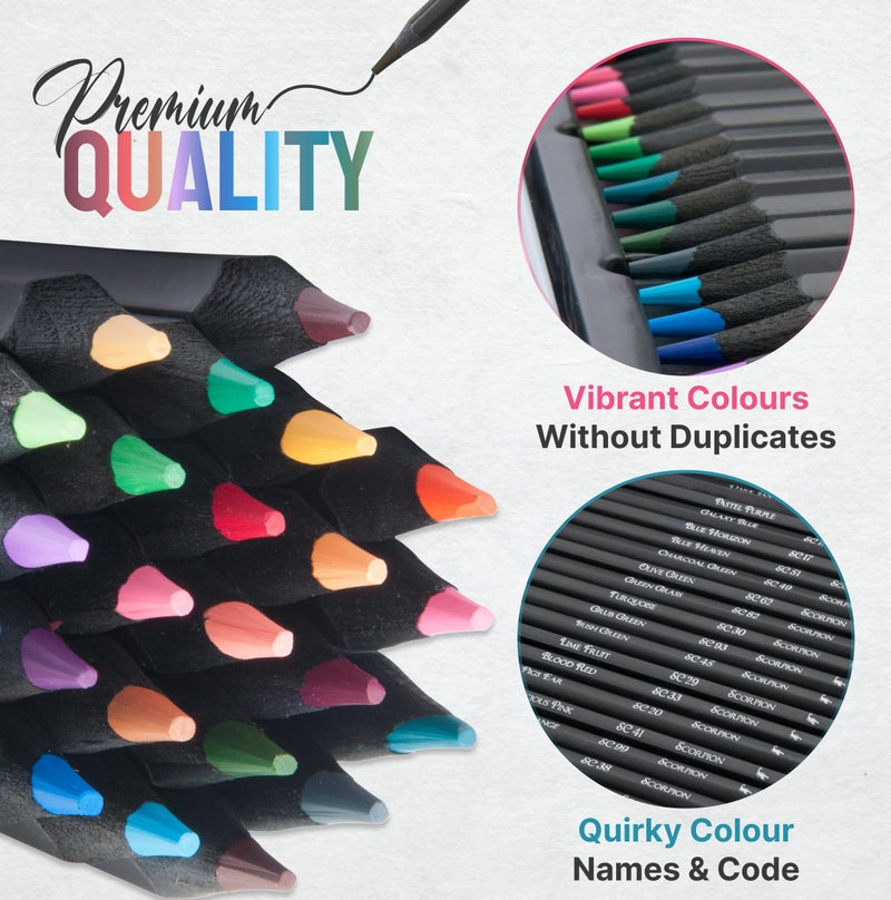 Black Widow Coloring Pencils for Adults â€“ 24 Wax Soft Core Colored Pencils for Adult Coloring Books â€“ Vibrant Color Pencil Set (Scorpion Set) - Image 3